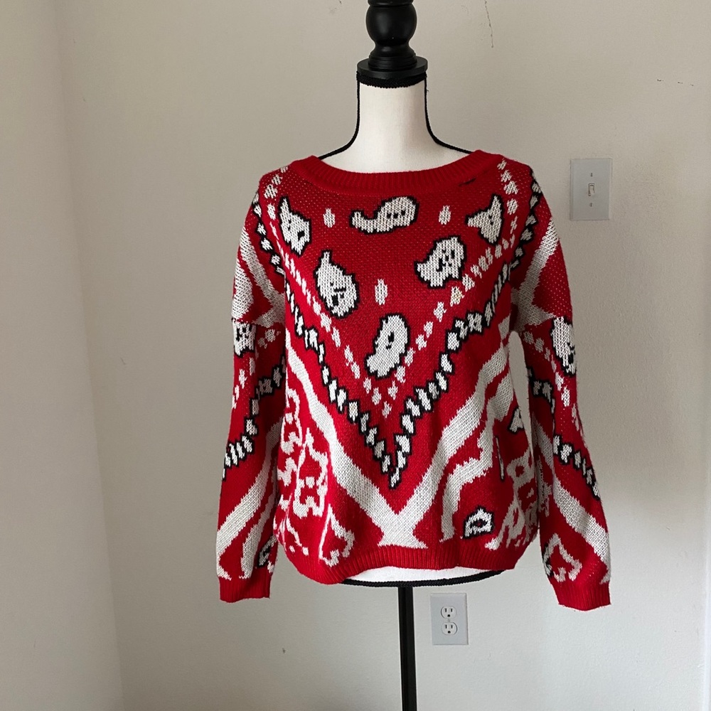 MINKPINK Red Bandanna Sweater : Size XS